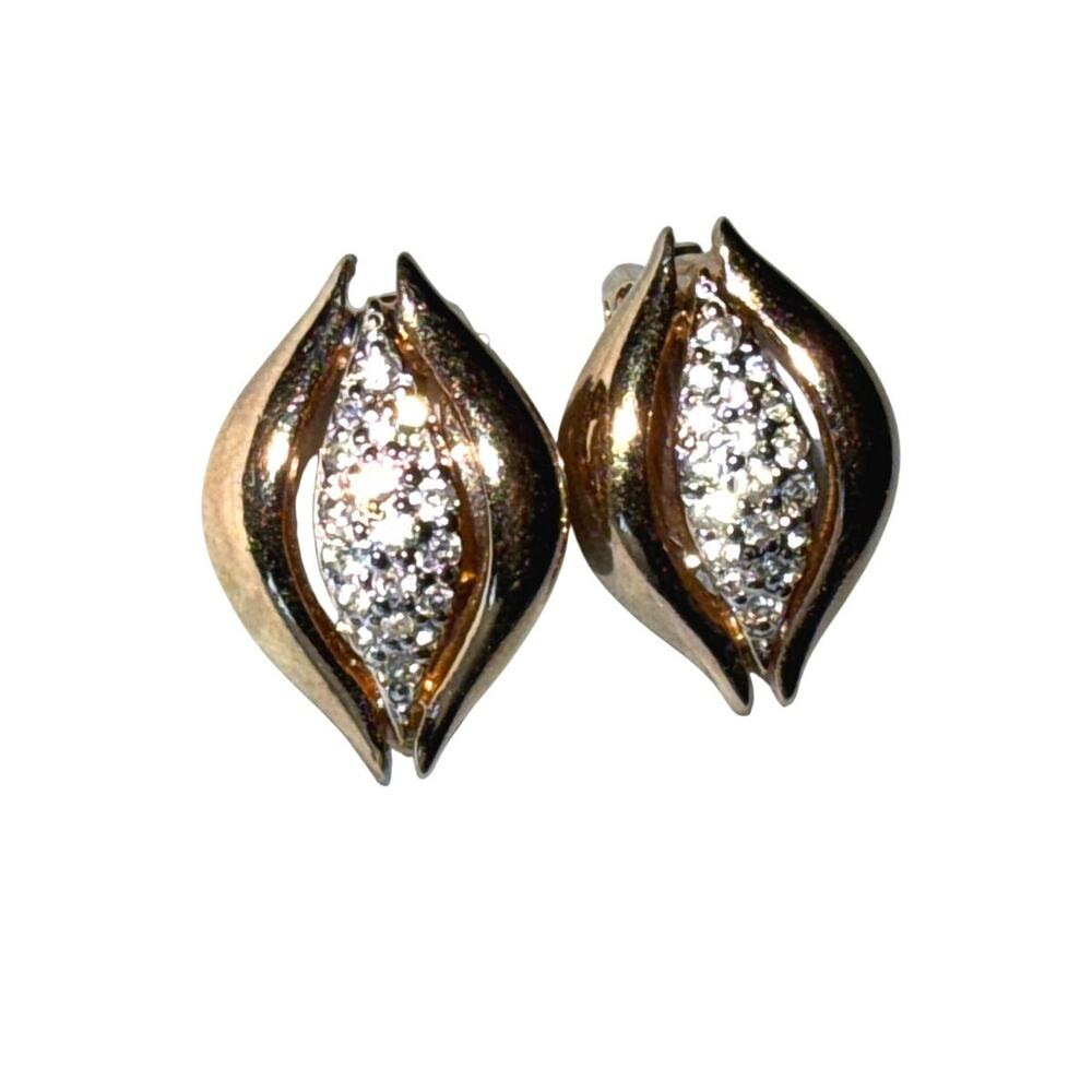 Panetta Signed Vintage Rhinestone Clip-On Earrings